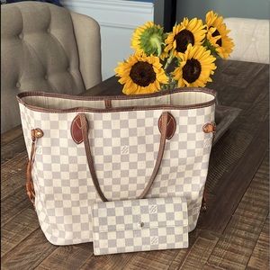 STUPENDOUS DEAL!! Louis Vuitton Damier Azur Neverfull MM & AZUR wallet